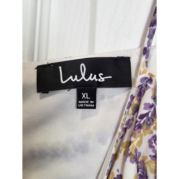 Lulus Brynne White & Yellow Floral Print Mini Dress| XL Beachy Cottagecore - Picture 5 of 9